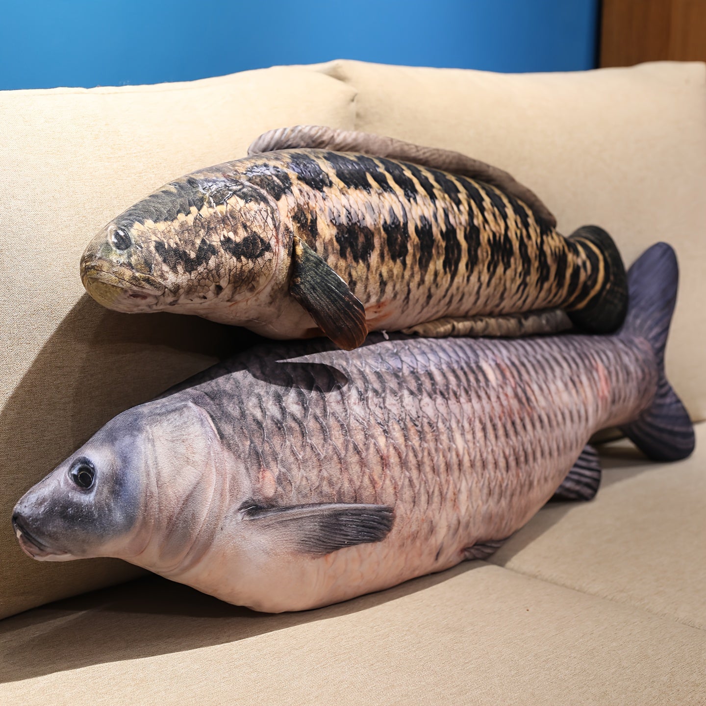 Realistic Soft Plush Fish Toy Stuffed Animal with Expressive Eyes & Fins