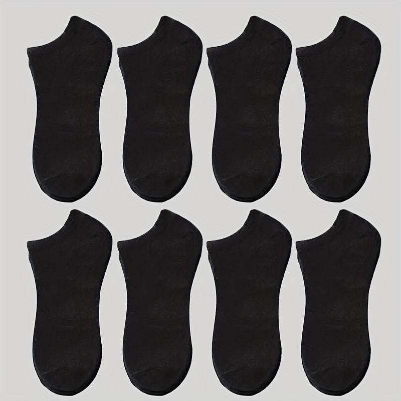 8 Pairs Solid Ankle Socks Comfortable & Breathable Women's Stockings