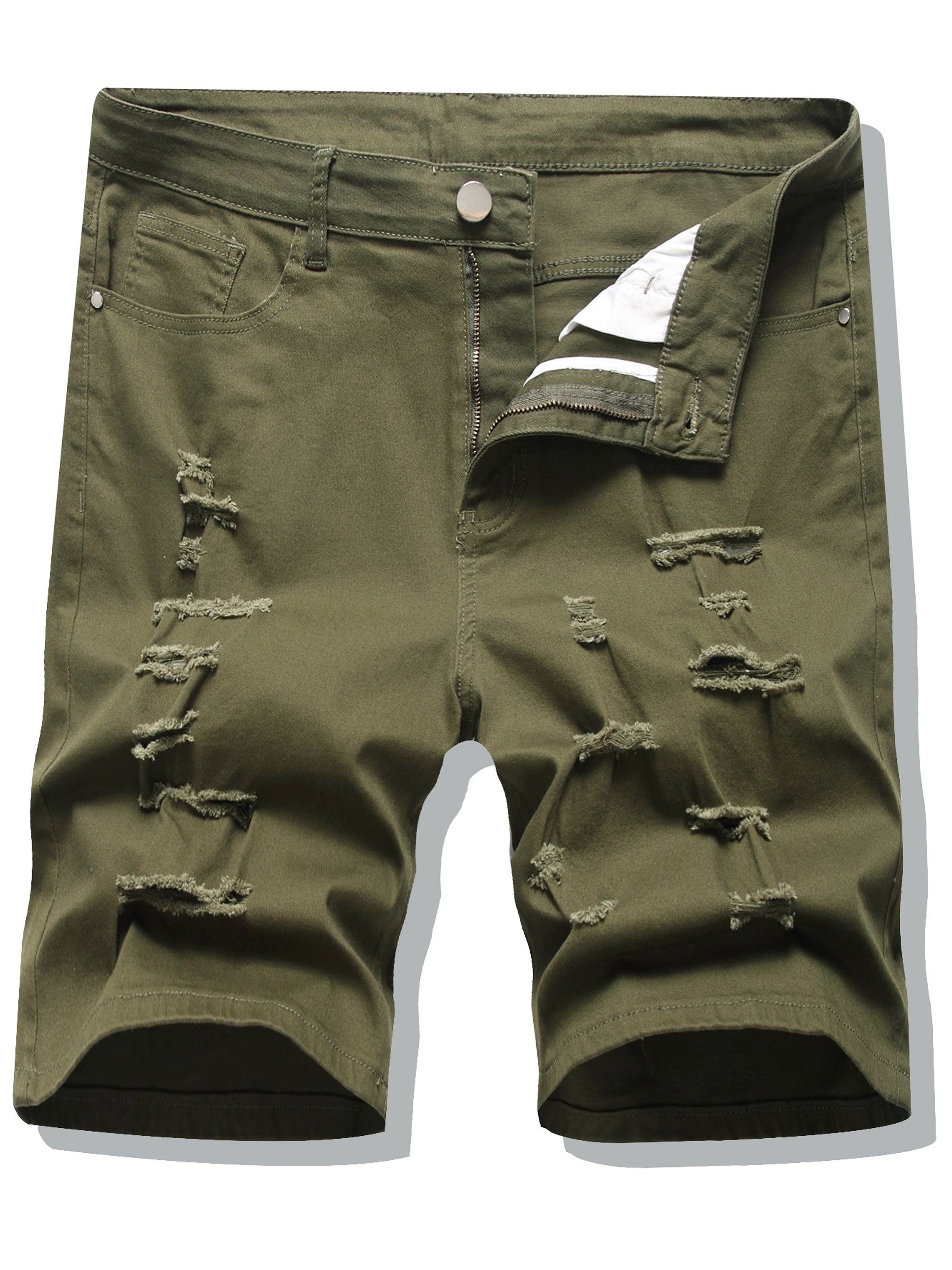 Men's Ripped Denim Shorts Casual Straight