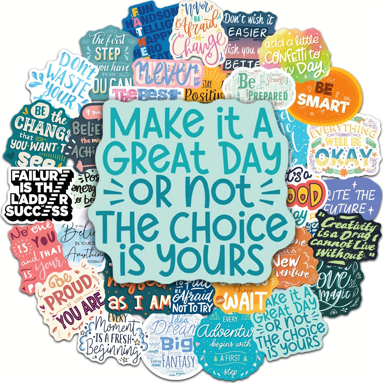 50pcs Inspirational Words Stickers Motivational Quote - Vinyl Sticker