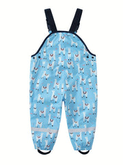Cartoon Animal Print Rain Overalls for Girls