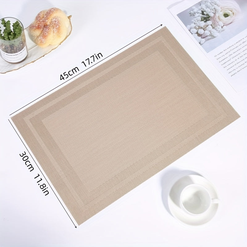PVC Striped Woven Placemats - Reusable Table Mats - Heat Insulation Pads