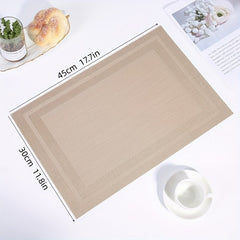 PVC Striped Woven Placemats - Reusable Table Mats - Heat Insulation Pads