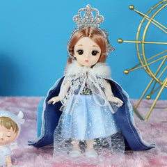 6.69in Snow Princess Doll for Girls - Decorations Gift Doll Clothes Headwear