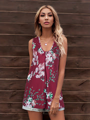 Floral Print V Neck Tank Top Sleeveless Summer Casual Women's Clothing