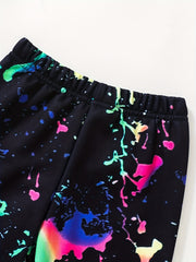 Colorful Ink Print Boys Casual Long Pants Spring Autumn Kids Clothing