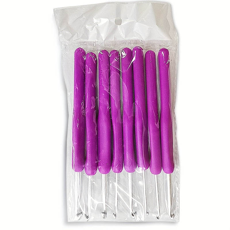 8pcs Soft Handle Aluminum Crochet Hooks Set for Arthritic Hands