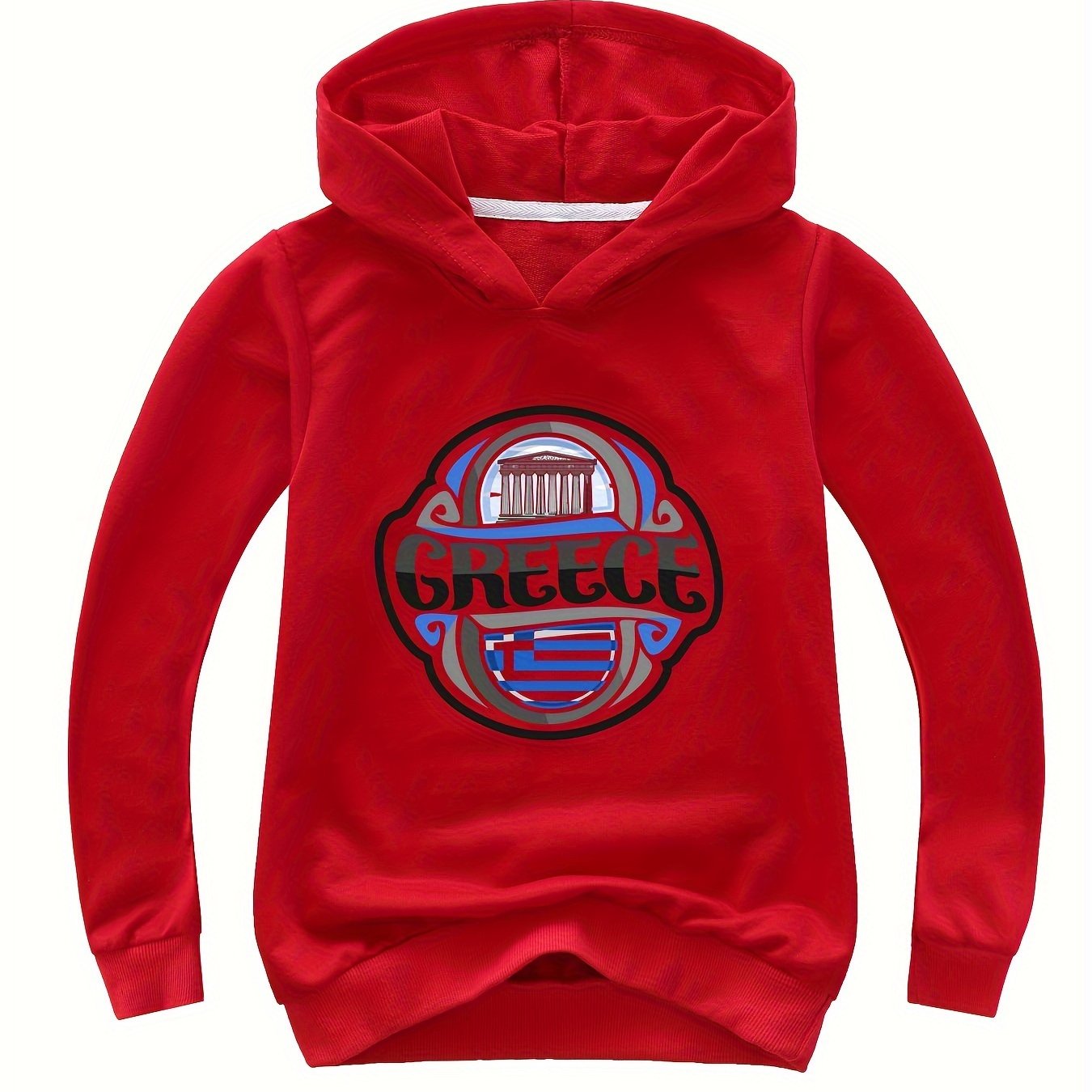 Cotton GREECE Print Hoodies Girls Comfy Hooded Sweatshirt Pullover