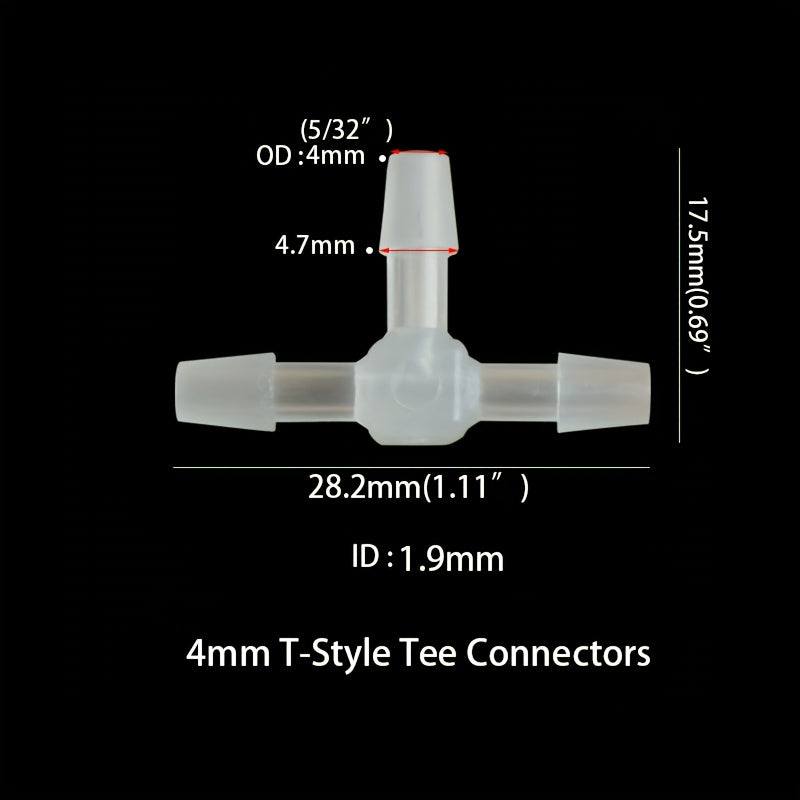 5pcs T Style Tee Connectors Hose Barb Fitting 3 Way Plastic Tubing Joint