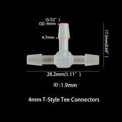5pcs T Style Tee Connectors Hose Barb Fitting 3 Way Plastic Tubing Joint