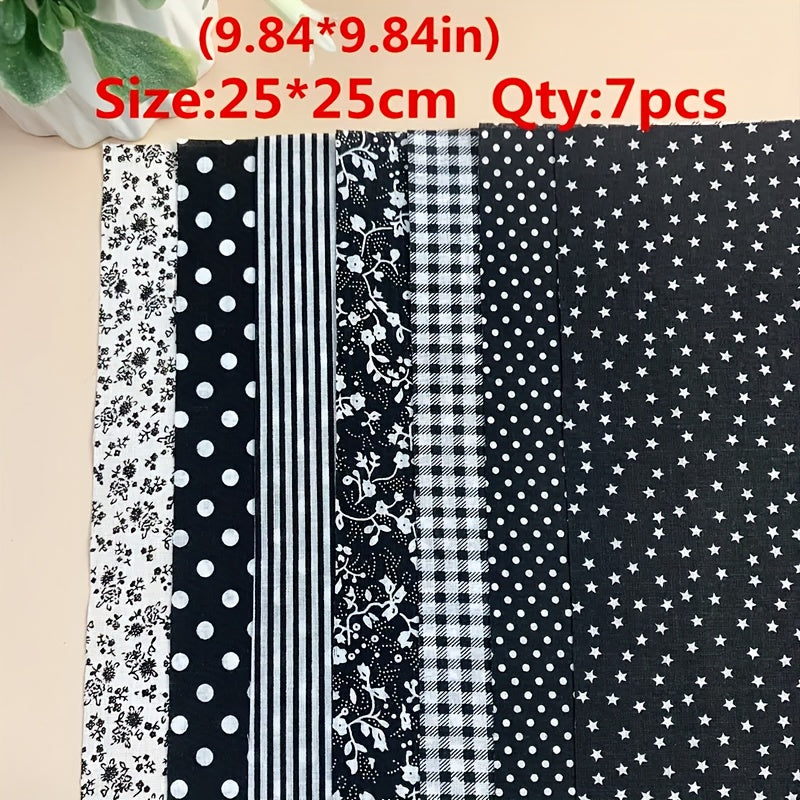 7pcs Patchwork Cloth Set Cotton Floral Plaid Polka Dot Fabric Diy Cotton Cloth