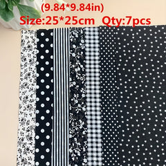 7pcs Patchwork Cloth Set Cotton Floral Plaid Polka Dot Fabric Diy Cotton Cloth