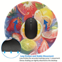 Fruit Pattern Round Mouse Pad 20x20cm for Games & Office
