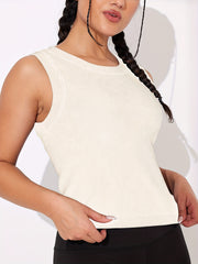 Ribbed Sleeveless Basic Top Round Neck Slim Fit Tank Top