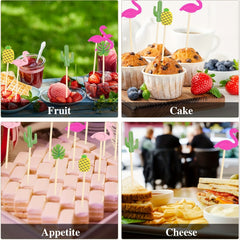 100pcs Hawaiian Luau Cocktail Picks Bulk Tropical Party Food Skewers