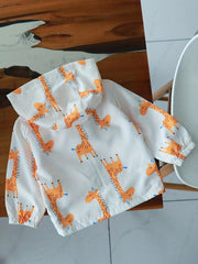 Boys Giraffe Print Hooded Windbreaker Jacket