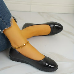 Women's Almond Toe Flat Shoes Soft Sole Faux Leather Comfy Work Flats