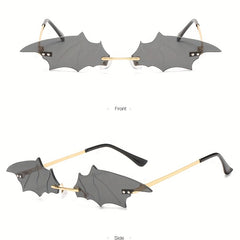 Y2K Bat Sunglasses Rimless Metal Eyeglasses Women Men