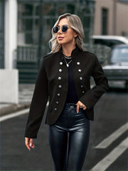 Button Decor Jacket Casual Open Front Outerwear