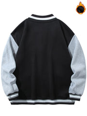 Men's Casual Warm Baseball Jacket With Monster Graphic