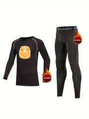 2pcs Kids Compression Fleece Sets Long Sleeve Pullover & Pants