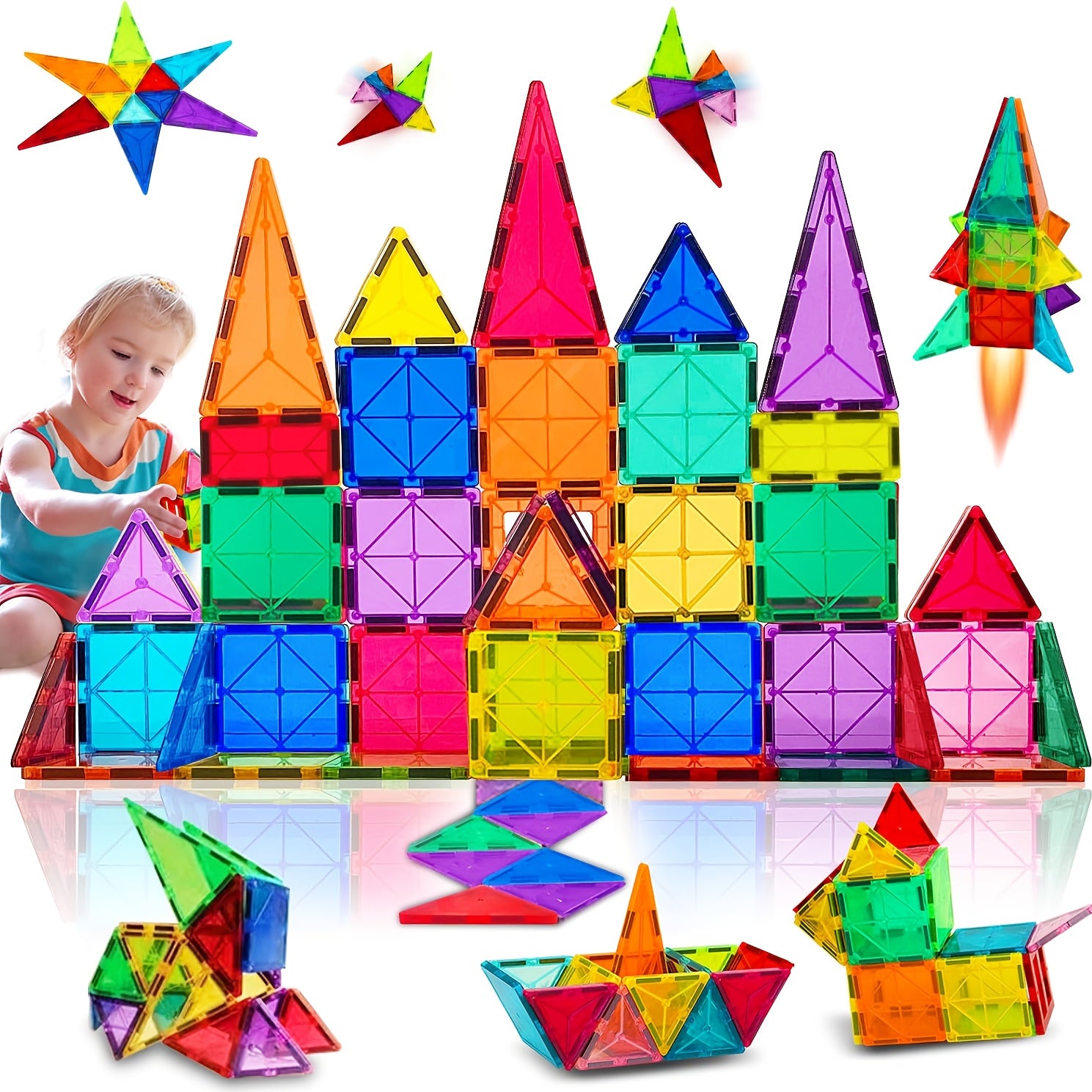 Magnetic Tile Building Block Set 34pcs for Kids 3+