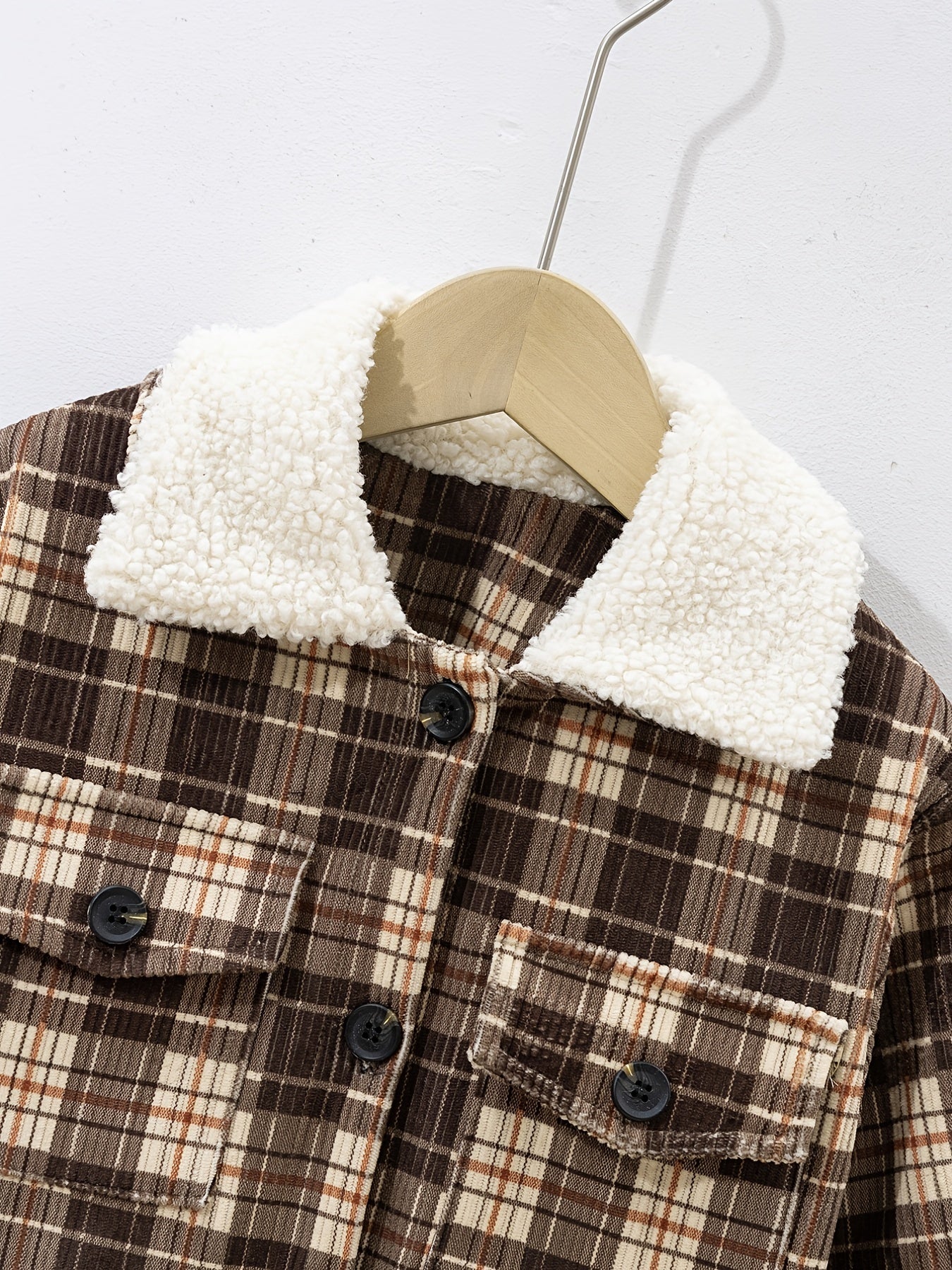 Boy Fleece Striped Corduroy Jacket Coat Fur Collar