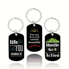 Engraved Metal Key Chain Bag Charm Pendant Gift for Men Women