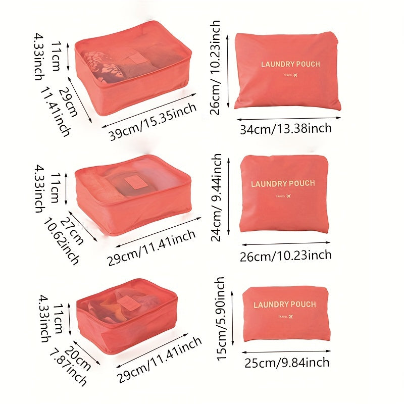 6-Pc Solid Lightweight Luggage Bag Set Travel Storage Organizer