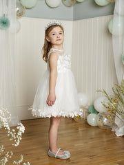 Flower Girl Mesh Midi Tutu Dress for Wedding Party