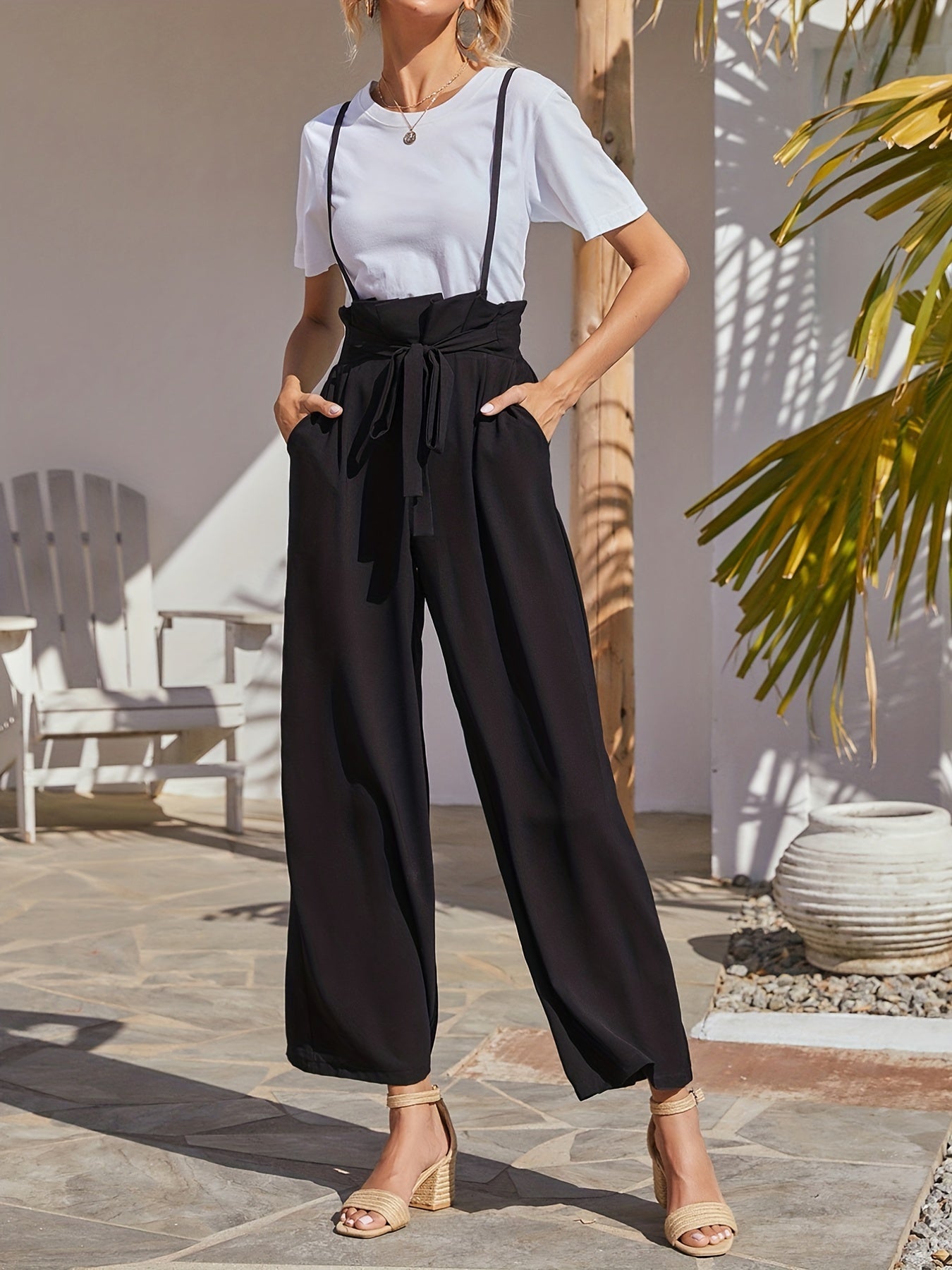 Wide Leg High Waist Lounge Trousers With Pockets