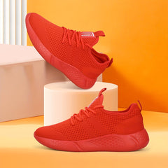 Mesh Lace Up Flat Shoes Thick Sole Running Sports Footwear