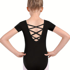 95 Cotton Girls Short Sleeve Dance Suit Slim Ballet Leotard