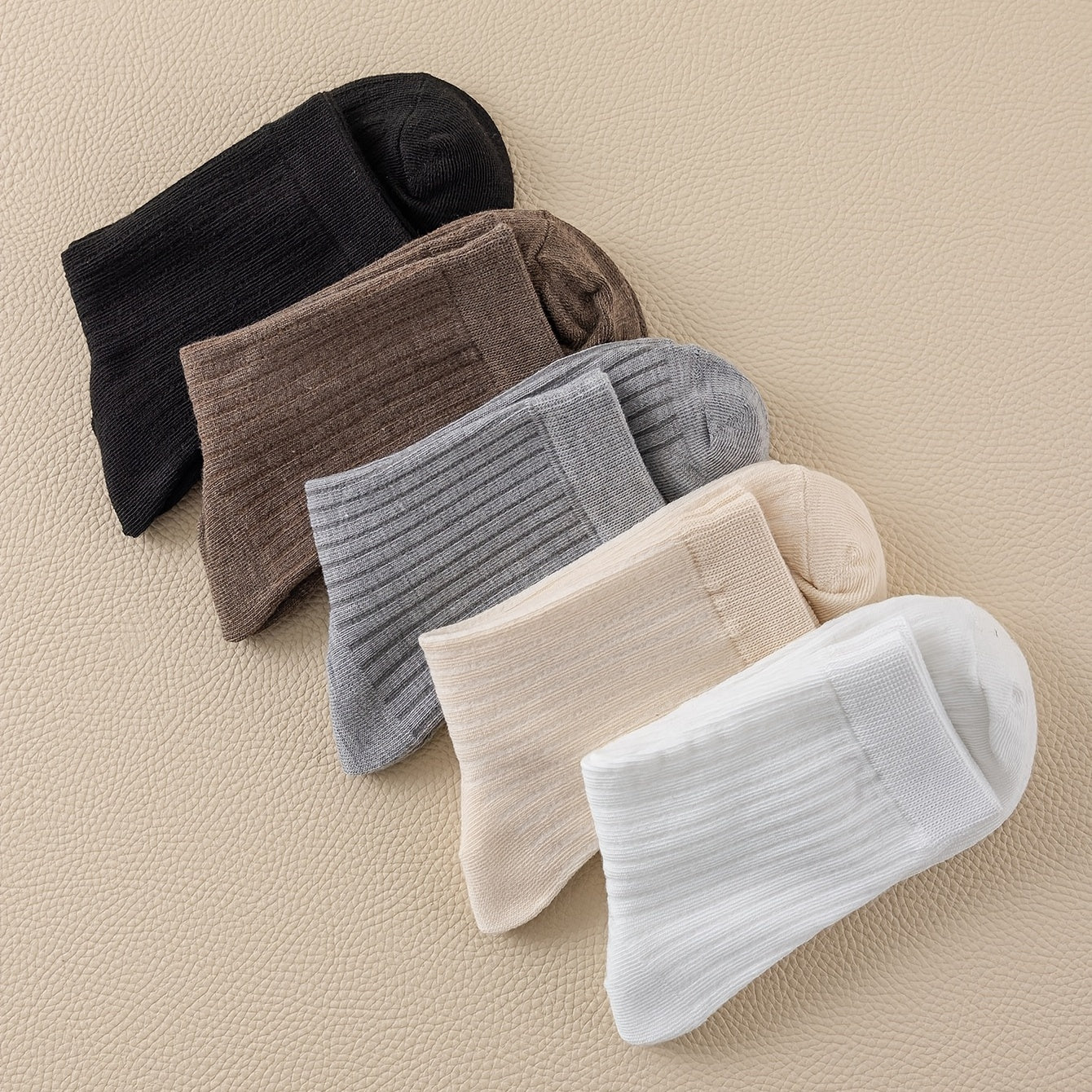 Ribbed Solid Socks Comfortable & Breathable Mid Tube Socks Women