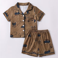 Boys 2pcs Car Print Lounge Wear Set