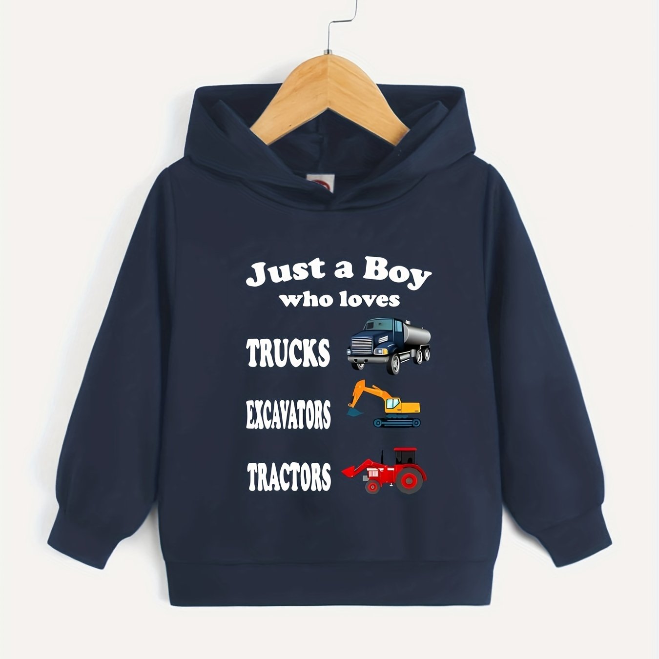 Trucks Excavators Tractors Boys Hooded Sweatshirt Spring Fall Kids Clothing