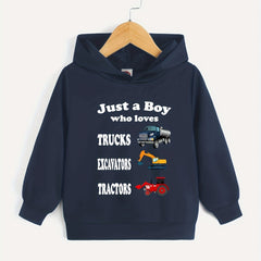 Trucks Excavators Tractors Boys Hooded Sweatshirt Spring Fall Kids Clothing