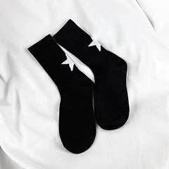 3 Pairs Star Print Socks, Mid Tube Women's Stockings