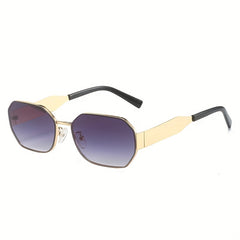 Polygonal Metal Frame Sunglasses Golden And Gray