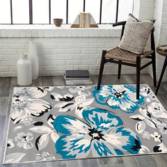 Modern Floral Area Rug Easy Cleaning For Living Room Bedroom Home Office Kitchen