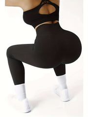 Rib Knit Yoga Pants Slim Fit Seamless Fitness High Stretch