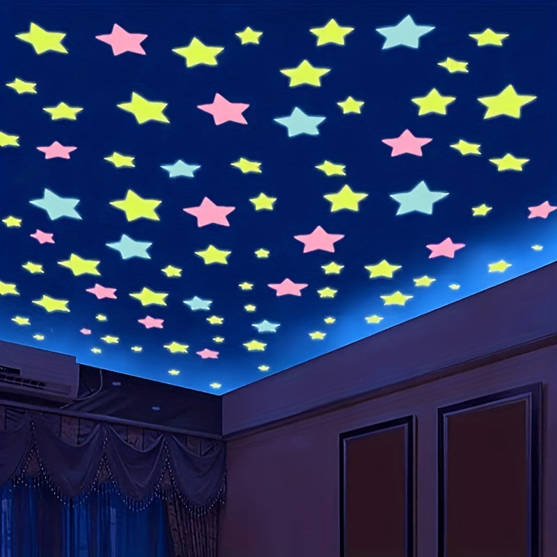 80pcs Easter Glow In The Dark 3D Stars Wall Stickers