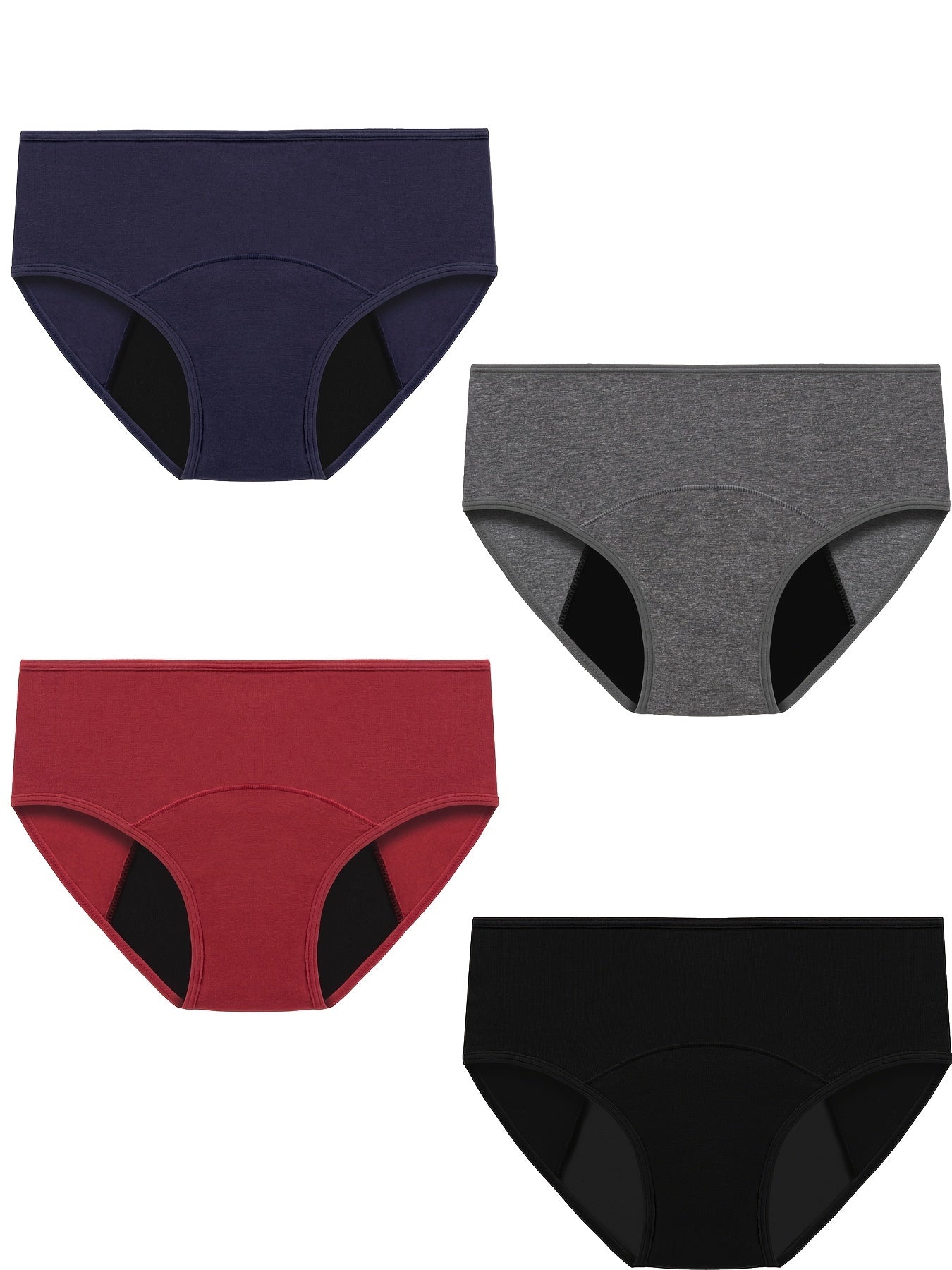 4-Pack Women's Plain Mid Rise Plus Size Panties Set