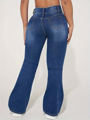Women's Plus Washed Ripped Flared Leg Jeans