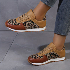 Leopard Print Lace-up Hiking Sneakers Women's Shoes