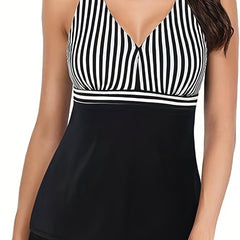 Women's Plus Size Tankini Set V Neck Cami Top & Shorts Swimsuit 2 Piece Set