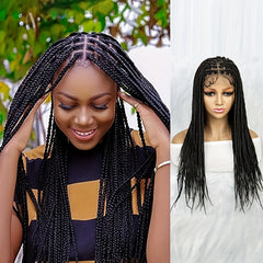 60 96 Cm Full Lace Box Braid Wigs Pre Plucked 180 Density