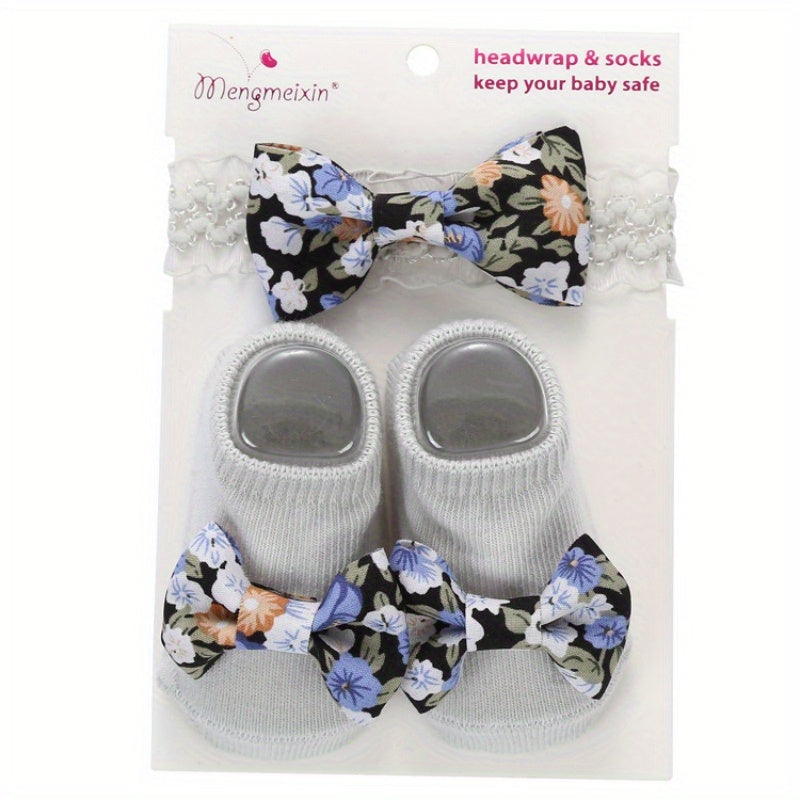 Baby Girls Mesh Socks & Headband Set Non slip Breathable Comfortable