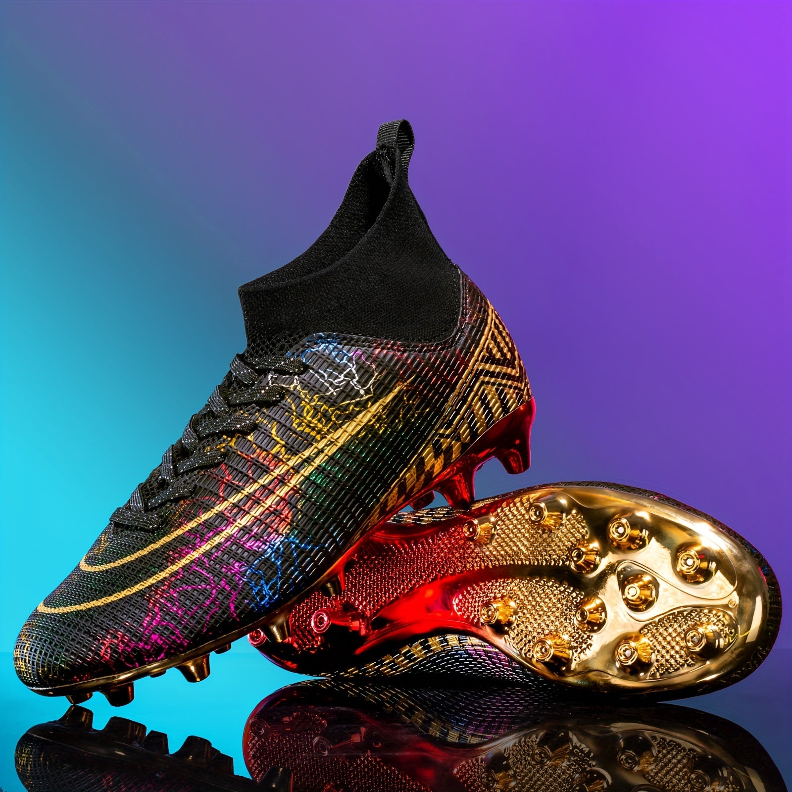 Boy's High Top Non Slip AG Football Cleat Professional Soccer Shoes