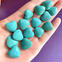 15pcs Heart Shaped Turquoise Beads DIY Loose Stone Jewelry Making